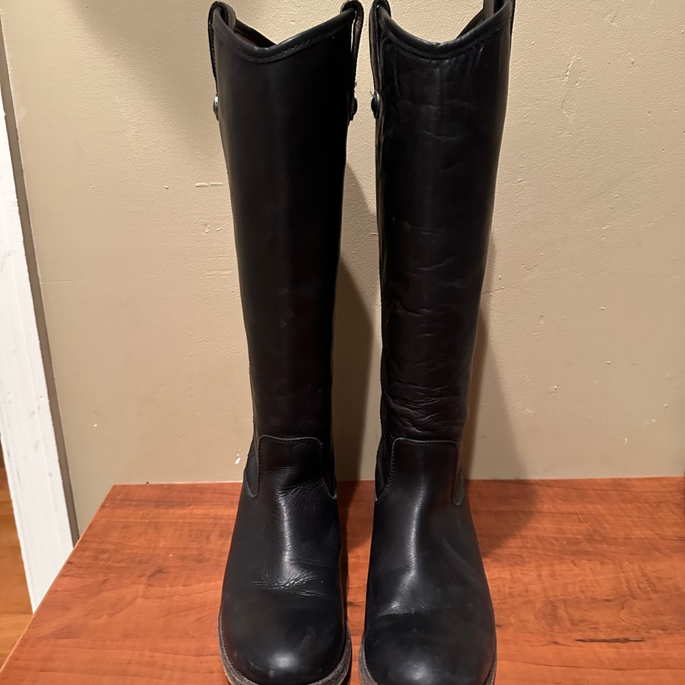 Frye Melissa Button Black Leather Women's Boots